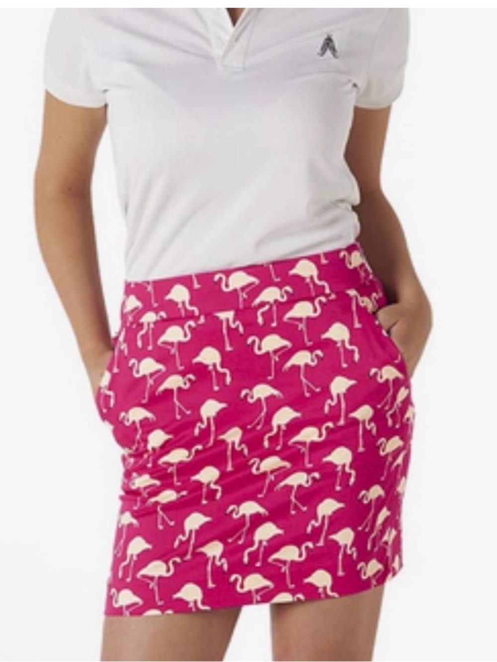 Royal & awesome hot Pink Flamingo print birdie break golf skort women’s 14